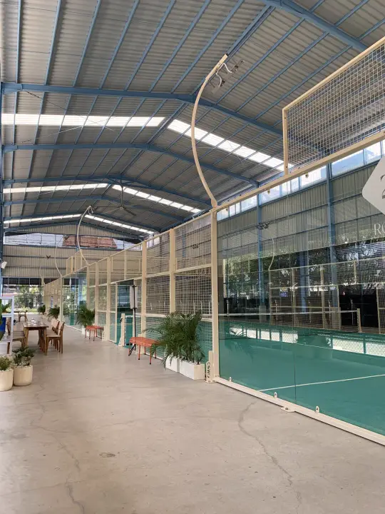 Seating along the court walkway